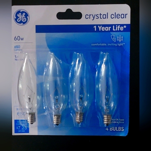 GE Crystal Clear  60w 650 lumen ca type bulbs 4pk - Picture 5 of 7